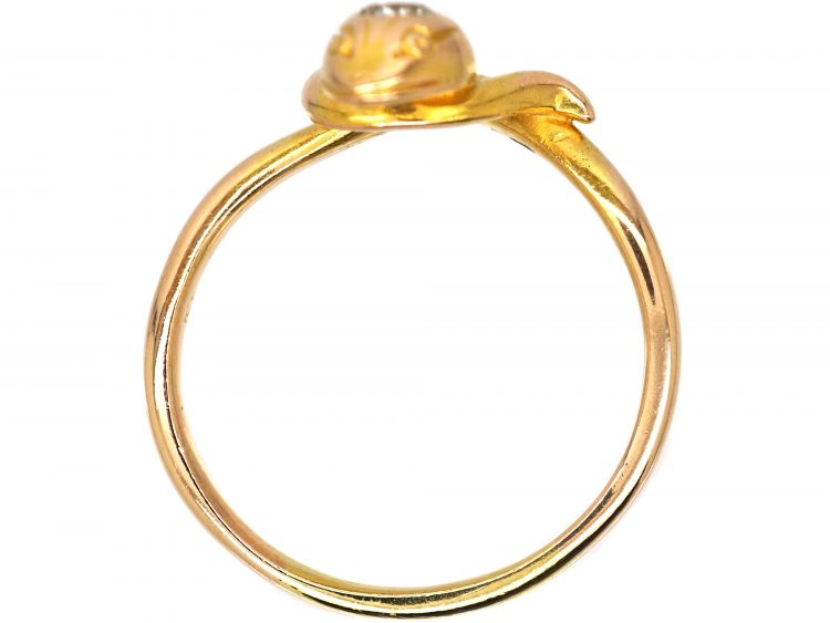 Edwardian 18ct Gold Snake Ring set with a Diamond in it's Head