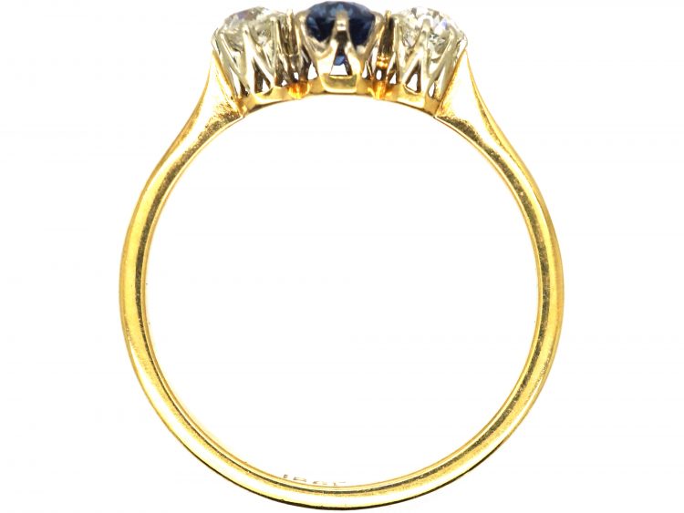 Edwardian 18ct Gold, Sapphire & Diamond Three Stone Ring (268W) | The ...
