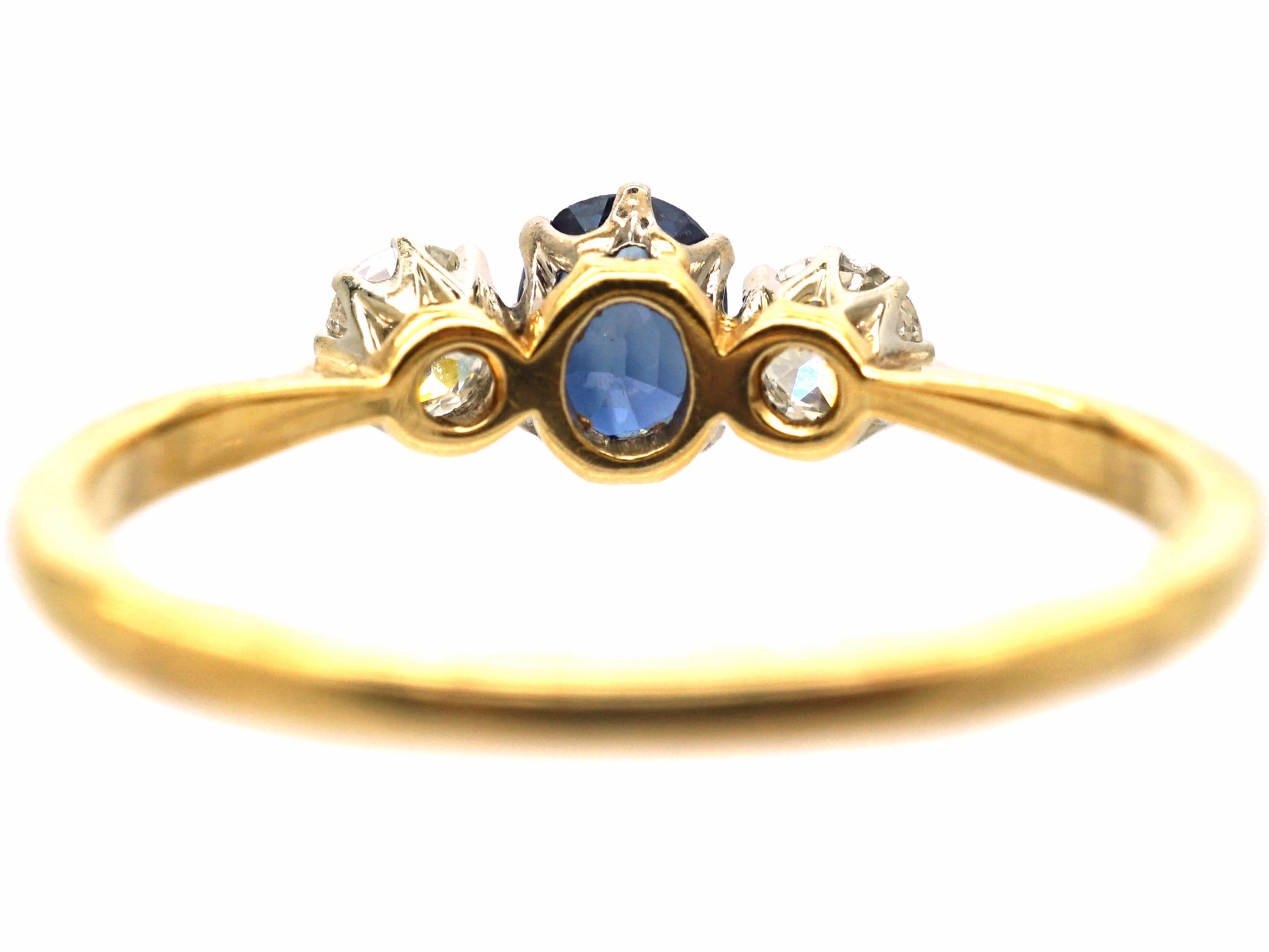 Edwardian 18ct Gold, Sapphire & Diamond Three Stone Ring (268W) | The ...