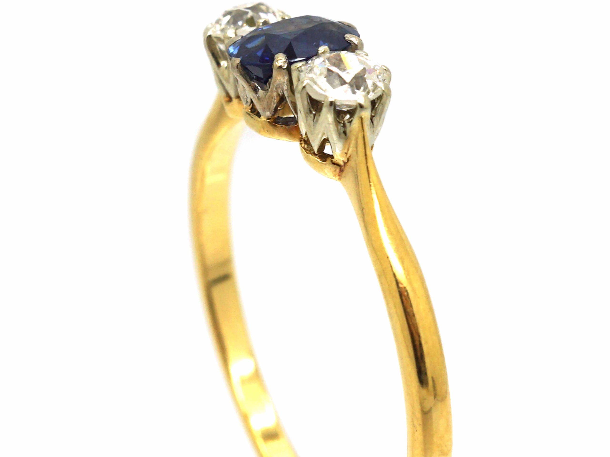 Edwardian 18ct Gold, Sapphire & Diamond Three Stone Ring (268W) | The ...