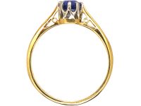 Edwardian 18ct Gold & Platinum, Sapphire Solitaire Ring