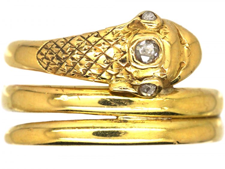 29 Antique Victorian Diamond Snake Ring in 14k Yellow Gold - Filigree  Jewelers