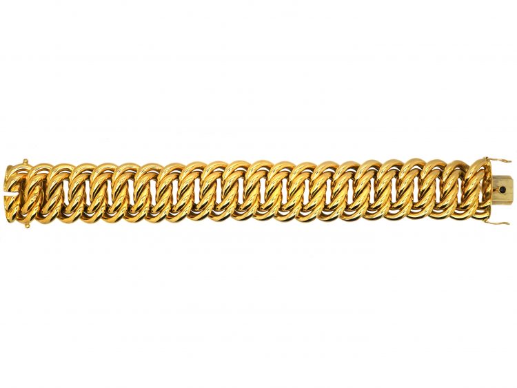 French 18ct Gold Large Curb Design Bracelet by Caplain, Paris