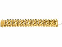 French 18ct Gold Large Curb Design Bracelet by Caplain, Paris