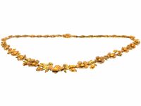 Victorian Three Colour Gold Floral Necklace