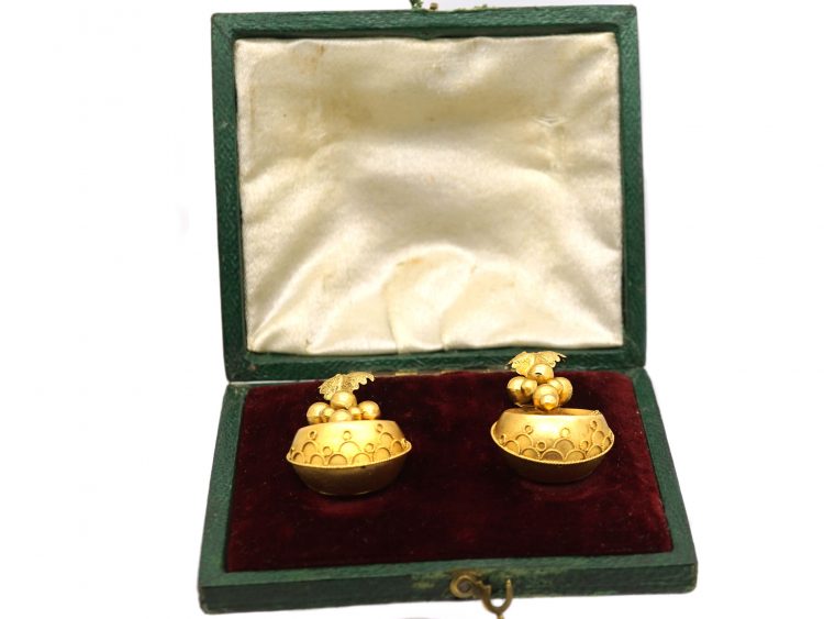 Victorian 15ct Gold Earrings with Grapes Motif in Original Case