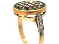 Early 20th Century 18ct Gold & Platinum, Emerald & Diamond Target Ring