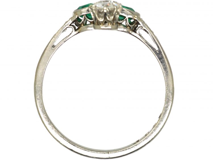 Early 20th Century Platinum, Emerald & Diamond Ring