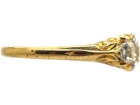 Edwardian 18ct Gold & Platinum, Three Stone Diamond Carved Half Hoop Ring