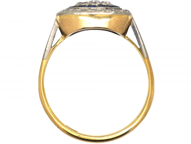 Art Deco Platinum, Sapphire & Diamond Target Ring