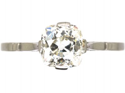Edwardian Platinum, One Carat Old Mine Cut Diamond Solitaire Ring
