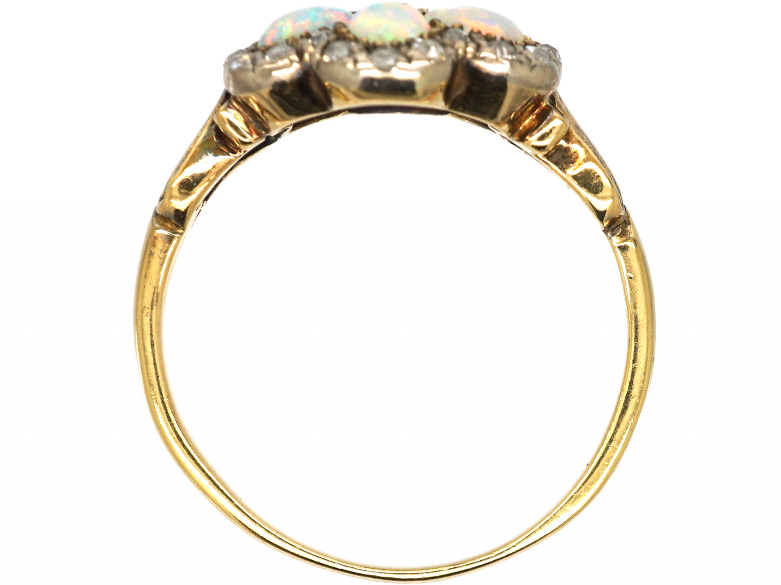 Edwardian 18ct Gold, Opal & Diamond Cluster Ring (338W) | The Antique ...