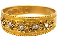 Victorian 18ct Gold & Diamond Ivy Leaf Design Ring