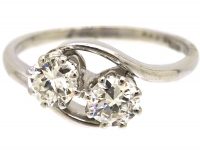 Edwardian Platinum, Two Stone Diamond Crossover Ring