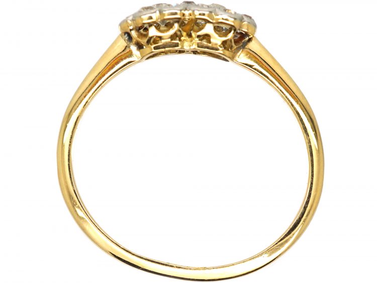 Edwardian 18ct Gold & Platinum, Double Cluster Diamond Ring