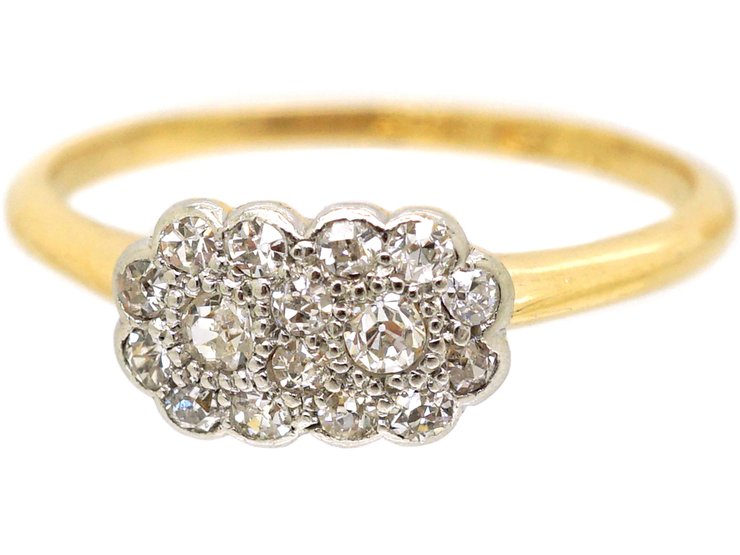 Edwardian 18ct Gold & Platinum, Double Cluster Diamond Ring (388W ...