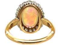 Early 20th Century French Import 18ct Gold Cluster Ring set with an Opal & Rose Diamonds