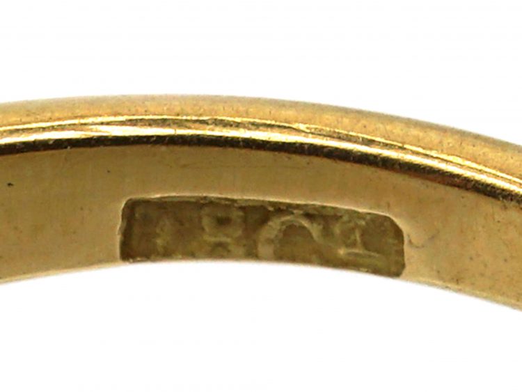 Victorian 18ct Gold, Five Stone Diamond Carved Half Hoop Ring (59W ...