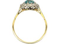 Art Deco 18ct Gold & Platinum. Zircon & Diamond Cluster Ring