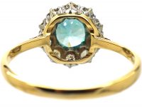 Art Deco 18ct Gold & Platinum. Zircon & Diamond Cluster Ring