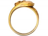 Victorian 15ct Gold Double Snake Ring set with a Diamond
