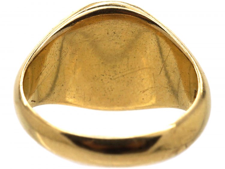 Edwardian 18ct Gold Signet Ring with an Intaglio of a Lion Rampant