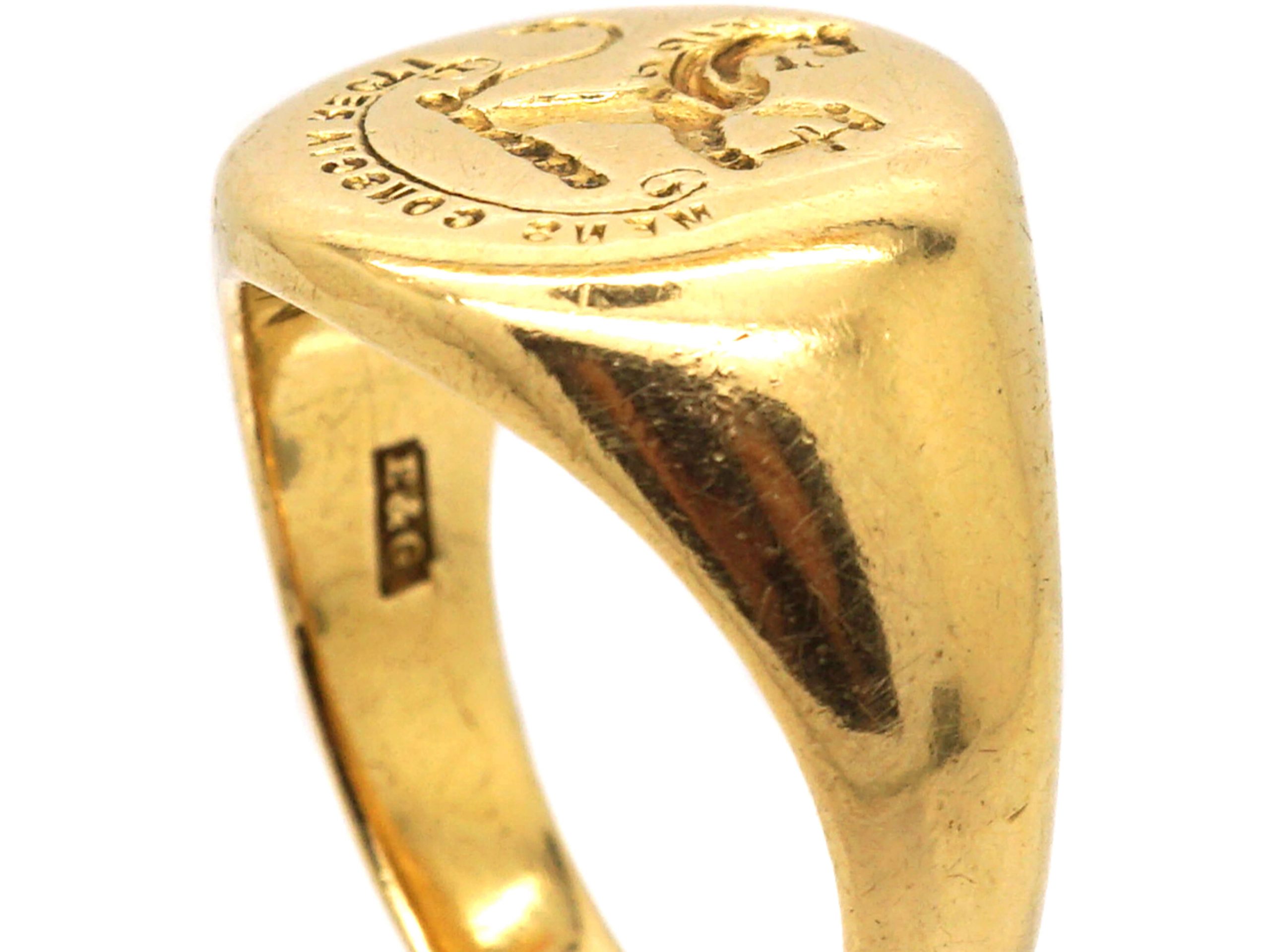 Edwardian 18ct Gold Signet Ring with an Intaglio of a Lion Rampant ...