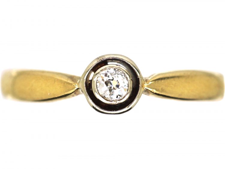 Edwardian 18ct Gold & Platinum, Diamond Solitaire Ring