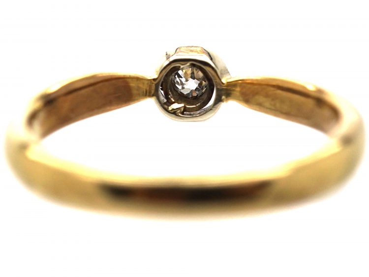 Edwardian 18ct Gold & Platinum, Diamond Solitaire Ring