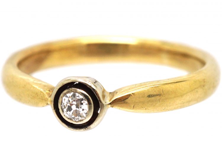 Edwardian 18ct Gold & Platinum, Diamond Solitaire Ring