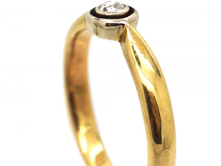 Edwardian 18ct Gold & Platinum, Diamond Solitaire Ring