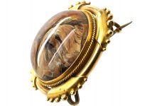 Victorian 18ct Gold Reverse Intaglio Crystal of a Pekinese Dog in a Kennel Brooch