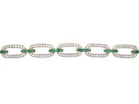 Art Deco Platinum, Emerald & Diamond Links Bracelet