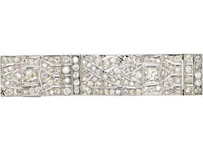 Art Deco Platinum Articulated Diamond Set Bracelet