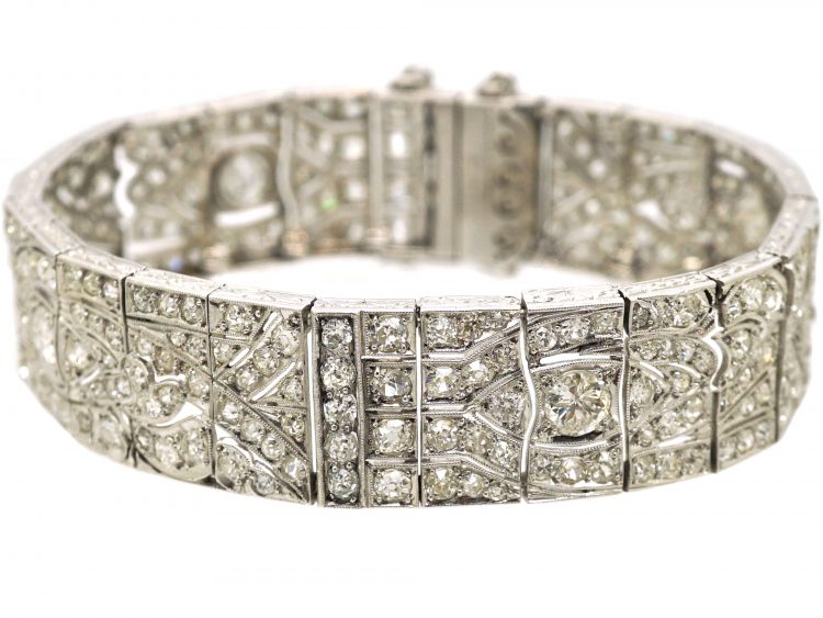 Art Deco Platinum Articulated Diamond Set Bracelet