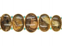 French 19th Century Brown Agate & Turquoise Bracelet