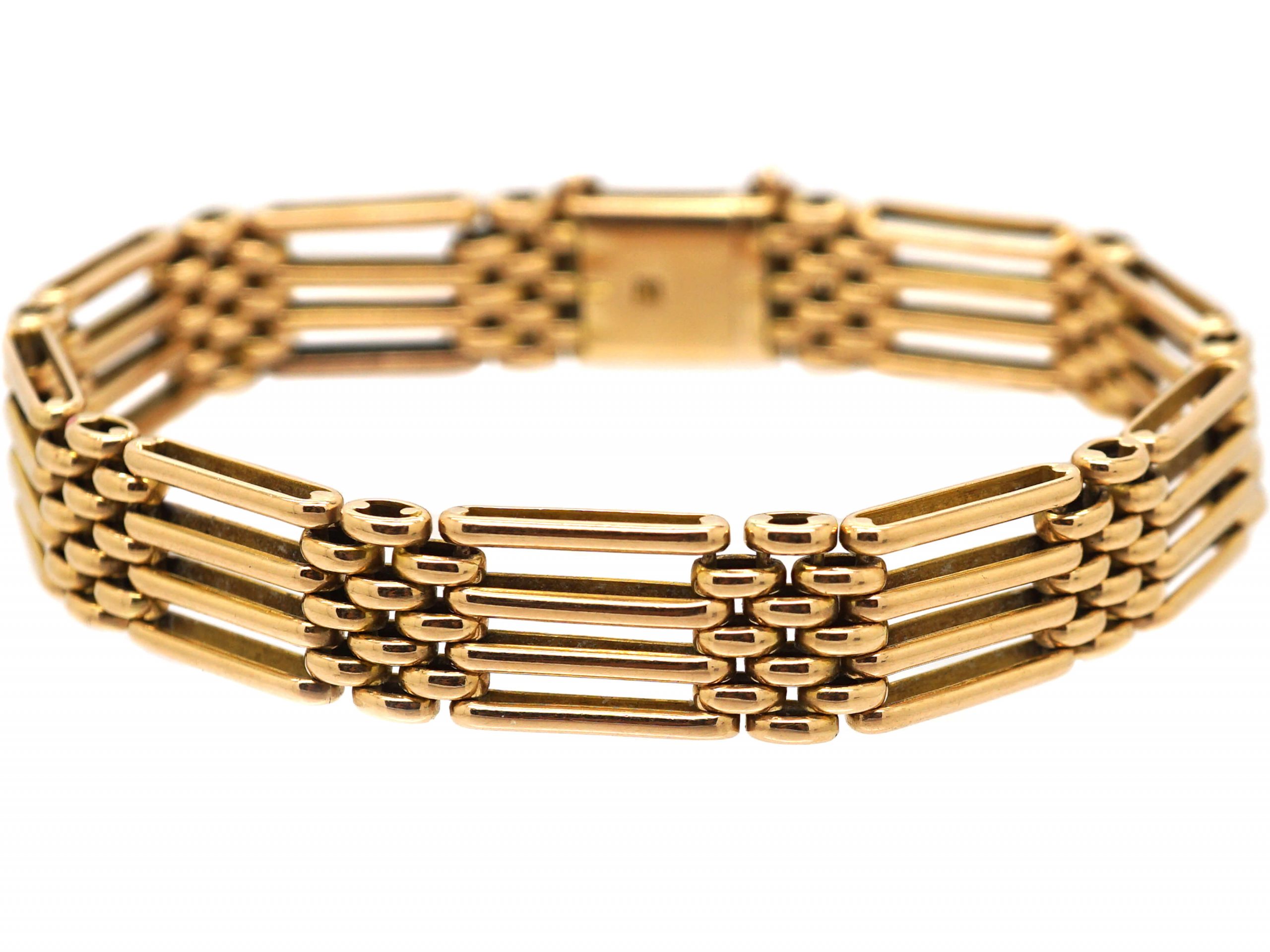 Edwardian 15ct Gold Gate Bracelet (90W) | The Antique Jewellery Company
