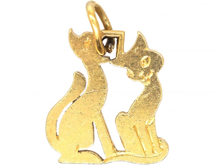 Two 18ct Gold Pussy Cats by Cartier in the Original Case