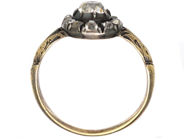 Georgian 15ct Gold, Old Mine Cut Diamond Cluster Ring