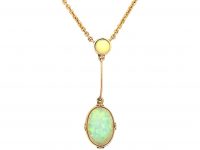 Edwardian 9ct Gold Two Stone Opal Drop Necklace