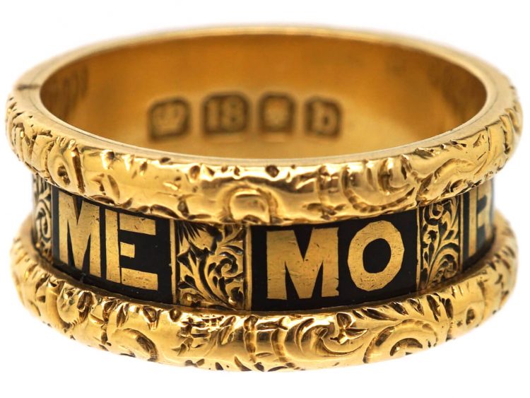 Victorian 18ct Gold & Black Enamel Mourning Ring