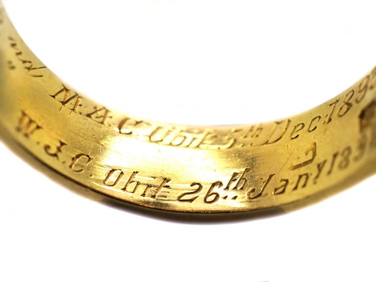 Victorian 18ct Gold, Black Enamel & Rose Diamond Buckle Ring