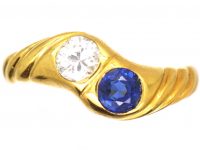 18ct Gold Sapphire & Diamond Twist Ring