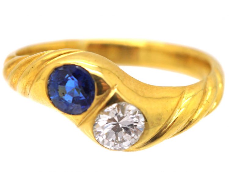18ct Gold Sapphire & Diamond Twist Ring