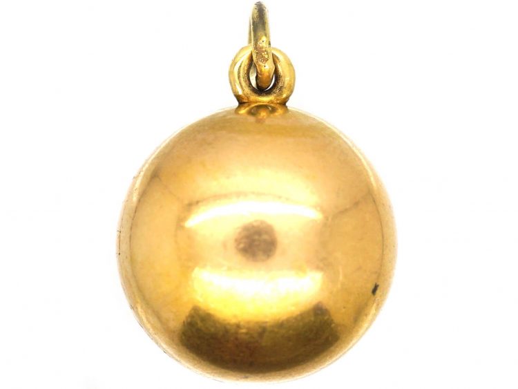 Victorian 15ct Gold Ball Locket with Swivel Seal Inside with Helen Intaglio