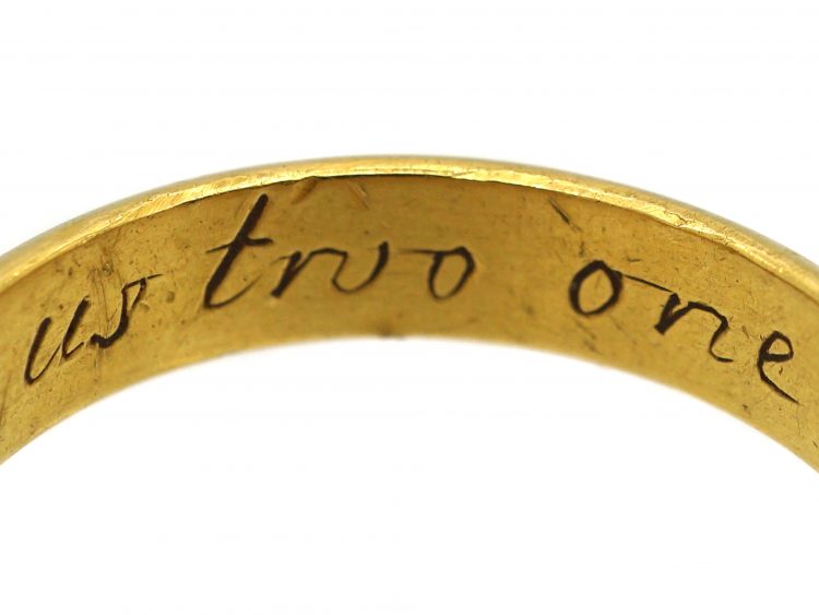 Early 18th Century 18ct Gold Posy Ring with Inscription Inside