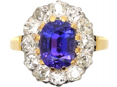 Early 20th Century 18ct Gold, Colour Change Sapphire & Transition Cut Diamond Cluster Ring
