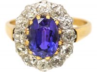 Early 20th Century 18ct Gold, Colour Change Sapphire & Transition Cut Diamond Cluster Ring