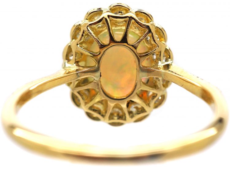 Edwardian 18ct Gold & Platinum, Opal & Diamond Cluster Ring (293W ...