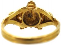Georgian 15ct Gold Pansy Ring set with Chrysolites, Garnets & a Diamond